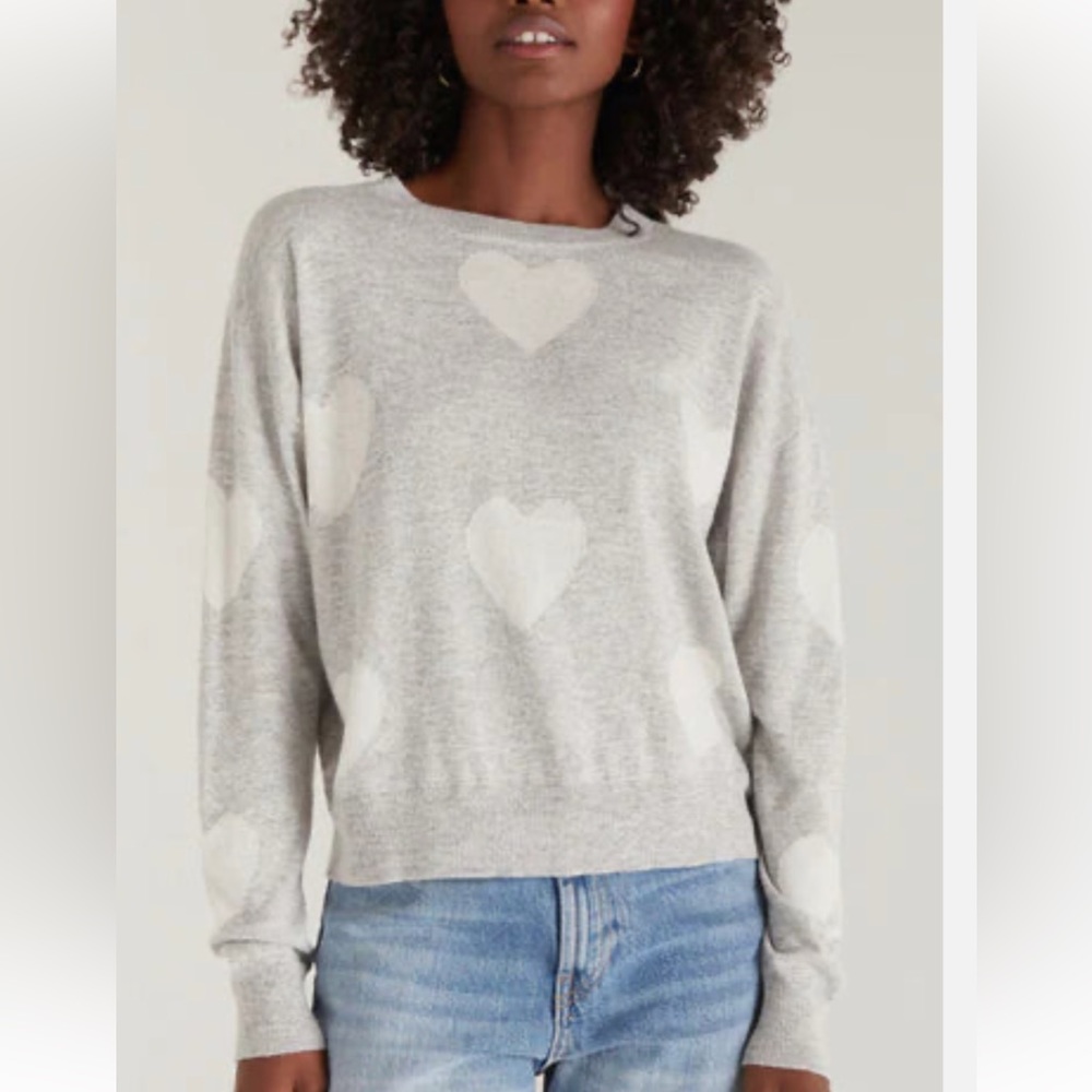 Z Supply Tossed Heart Sweater, Medium